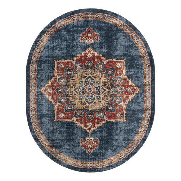 Mercury Row® Dulin Performance Navy Blue Rug & Reviews Wayfair